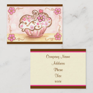 Roze Bloem Cupcake Bakkerij Visitekaartjes