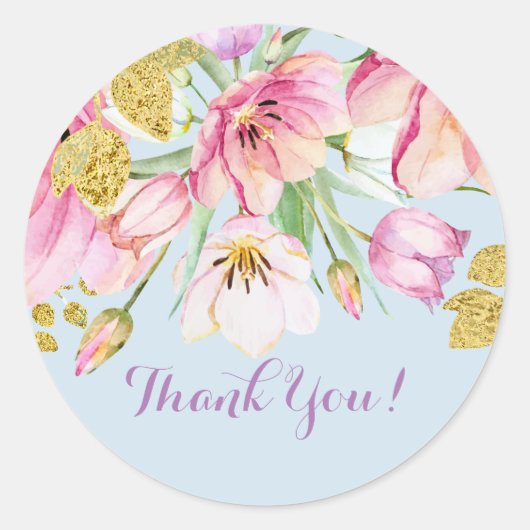 roze bloem dank je stickers (Voorkant)