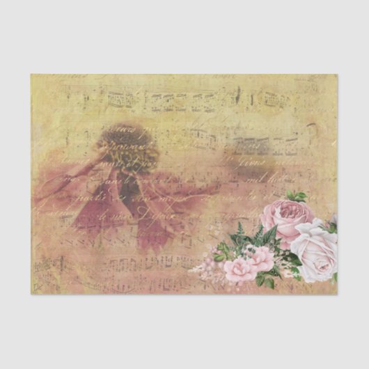 Roze Bloem Decoupage Ephemera Tissuepapier (Voorkant)