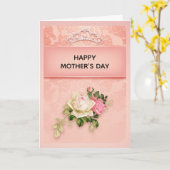 Roze bloem & Diamanten Tiara Moederdag Kaart (Gele Bloem)