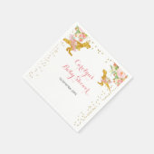 Roze Bloem Dino Meisje Baby shower Servet (Hoek)