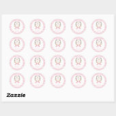 Roze Bloem Doop Dank Je Ronde Sticker (Vel)