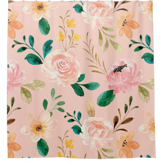 Roze  Bloem douchegordijn (Voorkant)