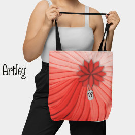 Roze Bloem Draped Fabric Metal Dog Label Monogram Tote Bag