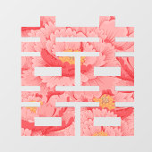 Roze Bloem Dubbele Xi Chinese Bruiloft Raamsticker (Vel)