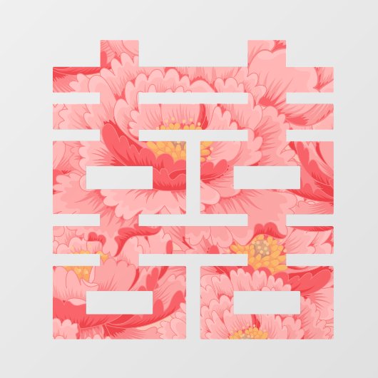 Roze Bloem Dubbele Xi Chinese Bruiloft Raamsticker (Vel)