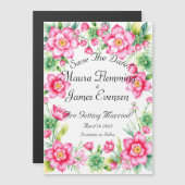 Roze Bloem Dunne Magnetische Kaart Magnetische Uitnodiging (Voorkant / Achterkant)