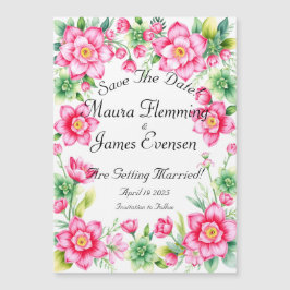 Roze Bloem Dunne Magnetische Kaart Magnetische Uitnodiging