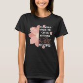 Roze bloem echt niet perfect inspirerend citaat t-shirt (Voorkant)