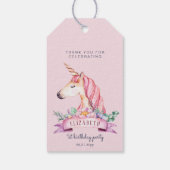 Roze Bloem Eenhoorn Meisje Verjaardag Gift Cadeaulabel (Achterkant)