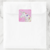 Roze Bloem Eenhoorn sticker (Tas)