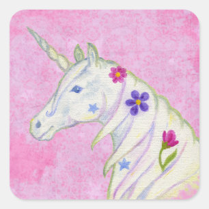 Roze Bloem Eenhoorn sticker
