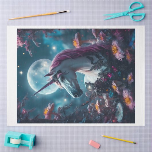 Roze Bloem Eenhoorn Tissuepapier (Craft)