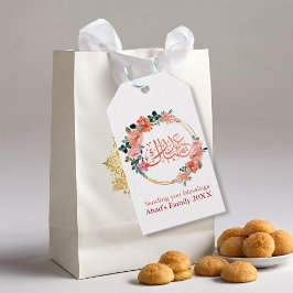 Roze bloem Eid Mubarak Cadeaulabel