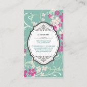  roze bloem Elegant groene wervelkolom Visitekaartje (Achterkant)