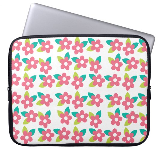 Roze Bloem Elektronicatas Laptop Sleeve (Voorkant)