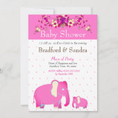 Roze bloem Elephant Chic Simple Baby shower Kaart (Voorkant)