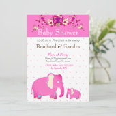 Roze bloem Elephant Chic Simple Baby shower Kaart (Staand voorkant)