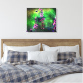 Roze bloem en bijen tegen de wereld canvas afdruk (Insitu (Slaapkamer))