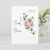 Roze bloem- en eucalyptus bruidsfeest kaart (Staand voorkant)