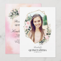 Roze Bloem en Gouden Confetti Quinceanera Foto