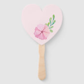 Roze Bloem en Groene Bladeren Handwaaier (Achterkant)