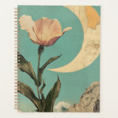Roze bloem en halve maan planner (Voorkant)