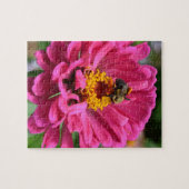 Roze bloem en hommel legpuzzel (Horizontaal)