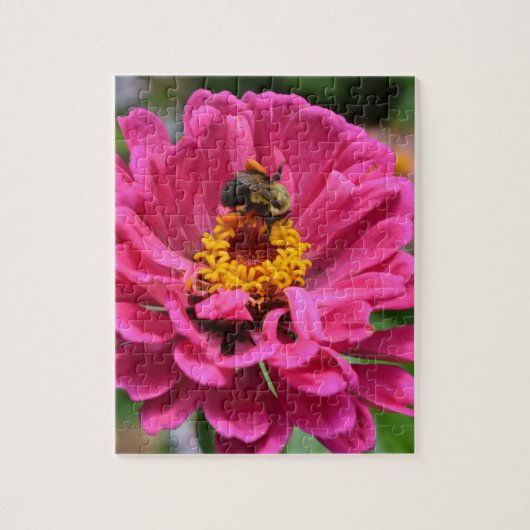 Roze bloem en hommel legpuzzel (Verticaal)