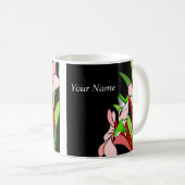 Roze bloem en kolibrie koffiemok (Voorkant rechts)