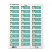 Roze bloem en turquoise retouradres etiket (Full Sheet)