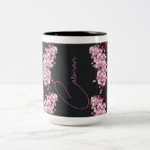 Roze Bloem en Vlinders Keramische Mok (Center)