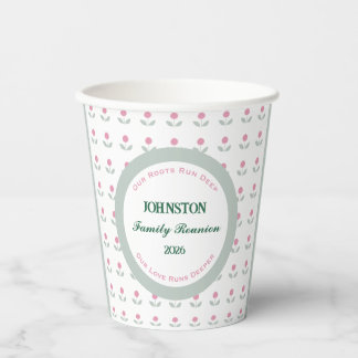 Roze Bloem Familie Reünie 8 oz. Papier  Papieren Bekers