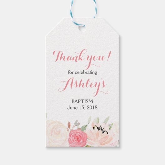 Roze Bloem Favor Tag, Cadeau Label Cadeaulabel (Voorkant)