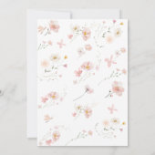 Roze bloem fee eerste verjaardagsuitnodiging kaart (Achterkant)