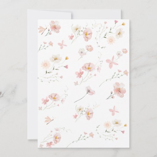 Roze bloem fee eerste verjaardagsuitnodiging kaart (Achterkant)