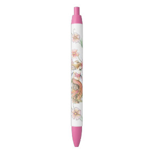 Roze Bloem Fee Fantasie Kunst Zwarte Inkt Pen