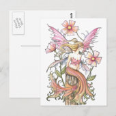 Roze Bloem Fee Kunst Briefkaart (Voorkant / Achterkant)
