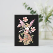 Roze Bloem Fee Kunst Briefkaart (Staand voorkant)