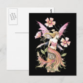 Roze Bloem Fee Kunst Briefkaart (Voorkant / Achterkant)