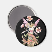 Roze Bloem Fee Kunst Magneet (Voorkant / Achterkant)