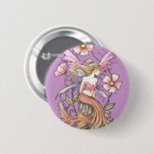 Roze Bloem Fee Kunst Ronde Button 5,7 Cm (Voorkant /achterkant)
