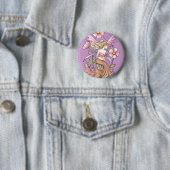 Roze Bloem Fee Kunst Ronde Button 5,7 Cm (In situ)