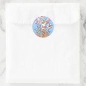 Roze Bloem Fee Kunst Ronde Sticker (Tas)
