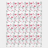 Roze bloem fleece deken (Voorkant)