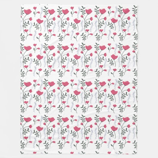 Roze bloem fleece deken (Voorkant)