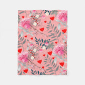 Roze bloem fleece deken (Voorkant)