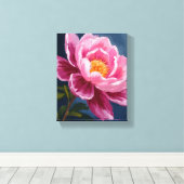 Roze Bloem Florale Aquarel Schildering Canvas Afdruk (Insitu (Houten vloer))