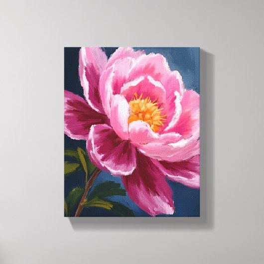 Roze Bloem Florale Aquarel Schildering Canvas Afdruk (Voorkant)