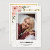 Roze Bloem Foto Afstudeerfeest Kaart (Voorkant / Achterkant)